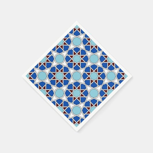 Islamitisch geometrisch Marokkaans patroon in blau Servet (Hoek)