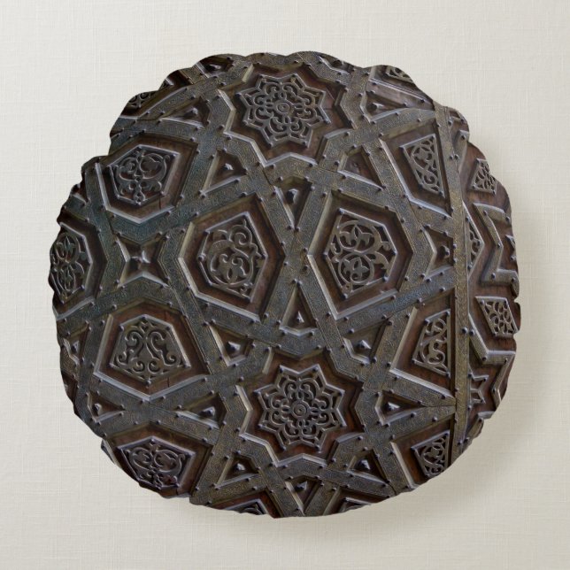 Islamitisch geometrisch patroon rond kussen (Voorkant)