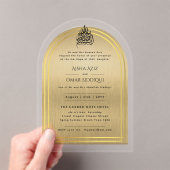Islamitisch goud Nikah Walima Muslim Elegant Acryl Uitnodigingen (Insitu (Draagbaar))