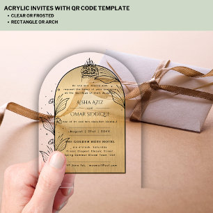 Islamitisch goud  Nikah Walima Muslim Elegant Acryl Uitnodigingen