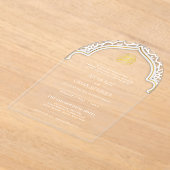 Islamitisch Goud Witte Nikah Moskee Moslim Elegant Acryl Uitnodigingen (Laagn)