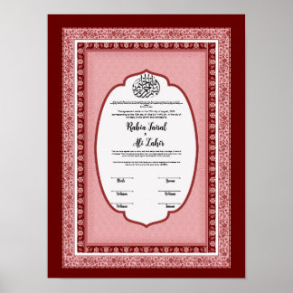 Islamitisch huwelijksakte, poster