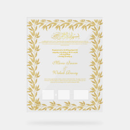 Islamitisch huwelijkscontract, acryl teken acryl bord