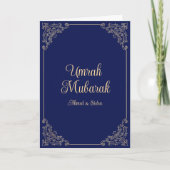 Islamitisch marineblauw Umrah Mubarak Wenskaart Kaart (Voorkant)