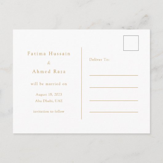 Islamitisch Moslim Blauw Save The Date Aankondigingskaart (Achterkant)