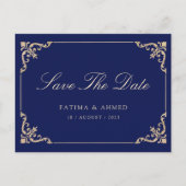 Islamitisch Moslim Blauw Save The Date Aankondigingskaart (Voorkant)