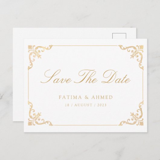 Islamitisch Moslim Goud Save The Date Aankondigingskaart (Voorkant / Achterkant)