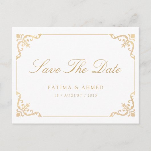 Islamitisch Moslim Goud Save The Date Aankondigingskaart (Voorkant)