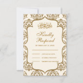 Islamitisch moslimhuwelijk tussen Cream en Gold Da RSVP Kaartje (Voorkant)