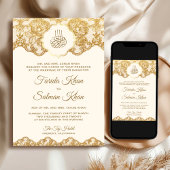 Islamitisch moslimhuwelijk tussen Cream en Gold Fo Kaart