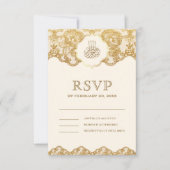 Islamitisch moslimhuwelijk tussen Cream en Gold Fo RSVP Kaartje (Voorkant)