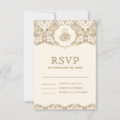 Islamitisch moslimhuwelijk tussen Cream en Gold La RSVP Kaartje (Voorkant)