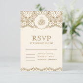 Islamitisch moslimhuwelijk tussen Cream en Gold La RSVP Kaartje (Staand voorkant)