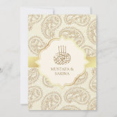 Islamitisch moslimhuwelijk tussen Cream en Gold Pa Kaart (Voorkant)
