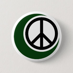 Islamitisch moslimsymbool met vredesteken ronde button 5,7 cm