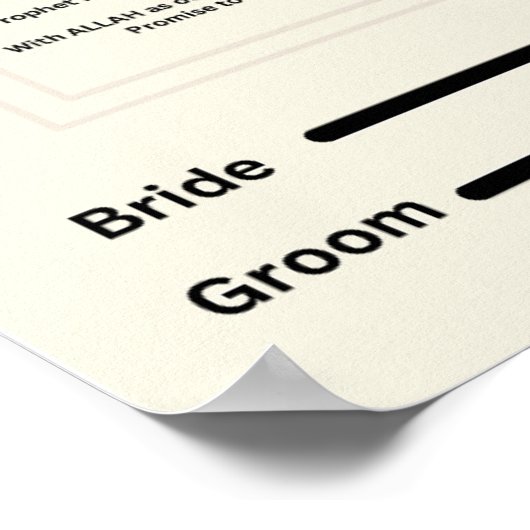 islamitisch nikkah-certificaat poster (Hoek)