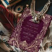 Islamitisch Paarse pruim bruiloft Ottomaans Turks Folie Uitnodiging