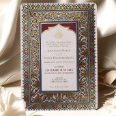 Islamitisch Paarse pruim bruiloft Ottomaans Turks Folie Uitnodiging