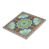 Islamitisch Patroon Sinaasappel, Blauw, Groene Ker Tegeltje (Zijkant)