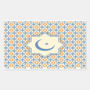 islamitisch religieus geometrisch decoratiepatroon rechthoekige sticker