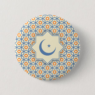 islamitisch religieus geometrisch decoratiepatroon ronde button 5,7 cm