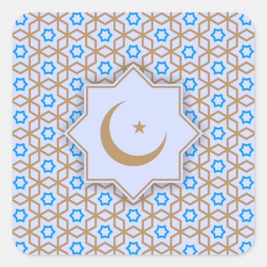 islamitisch religieus geometrisch decoratiepatroon vierkante sticker (Voorkant)