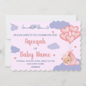 Islamitisch Schattig Roze Meisje Aqeeqah Uitnodigi Kaart (Voorkant)