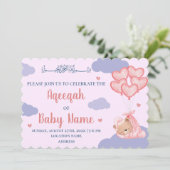 Islamitisch Schattig Roze Meisje Aqeeqah Uitnodigi Kaart (Staand voorkant)