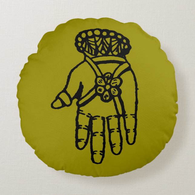 Islamitisch symbool: Hamsa Rond Kussen (Voorkant)