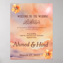 Islamitisch trouwontvangstbord | Perzik bloem