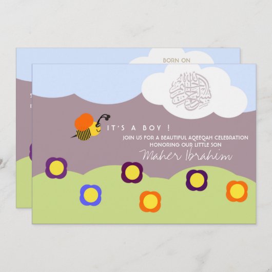 Islamitische Aqiqah Aqeeqah baby hommel Kaart