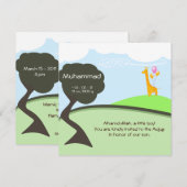 Islamitische Aqiqah baby uitnodiging bismillah gir (Voorkant / Achterkant)