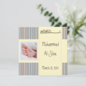 Islamitische Aqiqah baby uitnodiging bismillah mos (Staand voorkant)