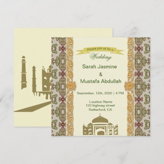 Islamitische Arabische bruiloft Kaart (Voorkant / Achterkant)