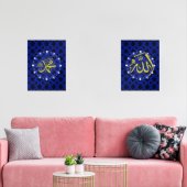 Islamitische Arabische kalligrafie met blauwe acht Muurkunst Sets (Woonkamer)