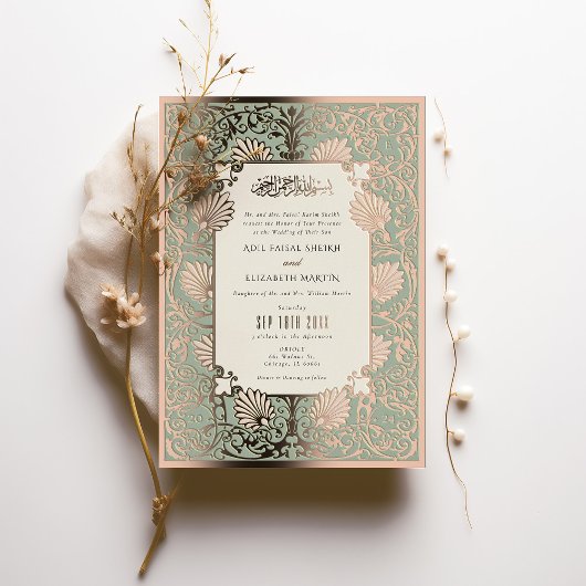 Islamitische Art Nouveau Gouden folie Accenten Bru Folie Uitnodiging