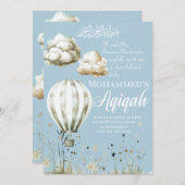 Islamitische baby boy Aqiqah uitnodiging (Voorkant / Achterkant)