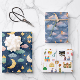 Islamitische baby cadeauverpakking set 3 leuke ont inpakpapier vel