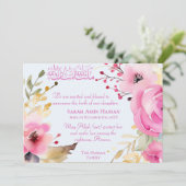 Islamitische Baby Meisje Bloemen Geboorteaankondig Aankondiging (Staand voorkant)