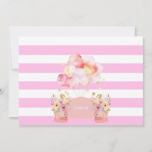 Islamitische Baby Meisje Bloemen Geboorteaankondig Aankondiging (Achterkant)