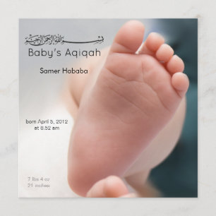 Islamitische baby voet aqiqah geboorte uitnodiging