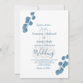 Islamitische Bismillah Blue Eucalyptus Modern Wedd Kaart