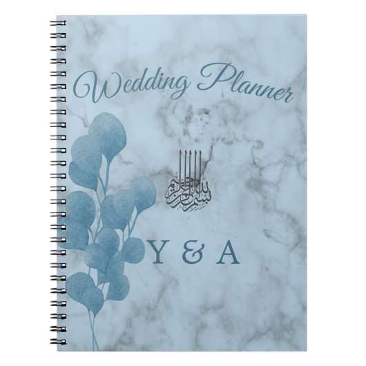 Islamitische Bismillah Blue Eucalyptus Modern Wedd Notitieboek (Voorkant)