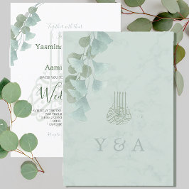 Islamitische Bismillah Eucalyptus Chic Modern Wedd Kaart