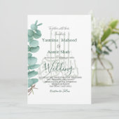 Islamitische Bismillah Eucalyptus Elegant Wedding Kaart (Staand voorkant)