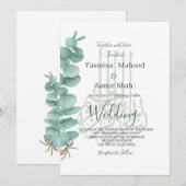 Islamitische Bismillah Eucalyptus Elegant Wedding Kaart (Voorkant / Achterkant)