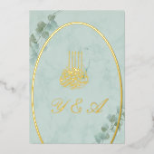 Islamitische Bismillah Eucalyptus Stylish Wedding Folie Uitnodiging (Voorkant)