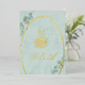 Islamitische Bismillah Eucalyptus Stylish Wedding Folie Uitnodiging (Staand Voorkant)