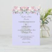 Islamitische Bismillah Paars Floral Stylish Weddin Kaart (Staand voorkant)