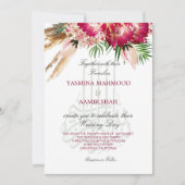 Islamitische Bismillah Pampas Protea Floral Weddin Kaart (Voorkant)